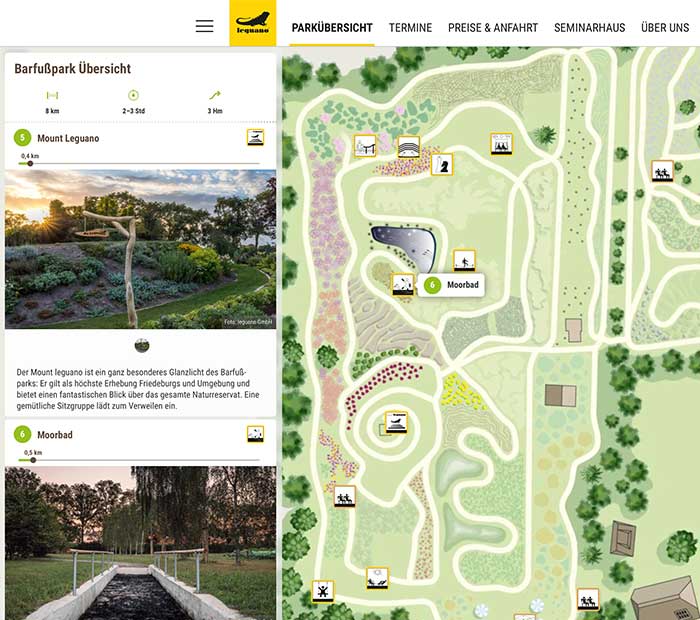 leguano Barfußpark / microsite for barefoot lovers > designed as interactive brochure for regional recreation