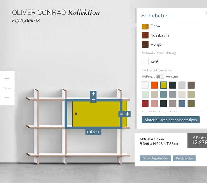 Oliver Conrad / shelf configurator > Tablet optimized for laid back, couch surfing app experience